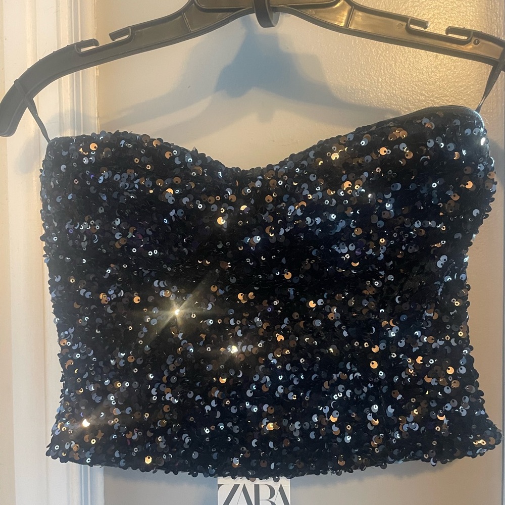 Zara Black Sequin Embellished Top